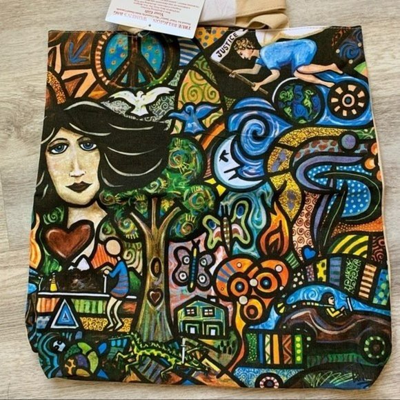 New True Religion Canvas Bag Graffiti Art Tote Shopper Carryall Overnight Travel - Picture 2 of 6